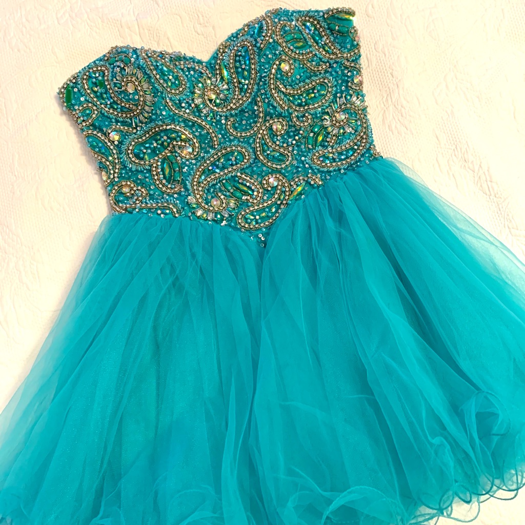 Sherri Hill Turquoise Dress Size 6